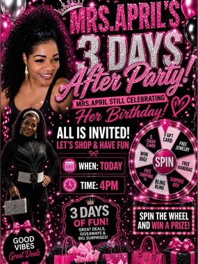 Mrs. April's 3 Days After Party - Pink Celebration Flyer